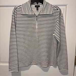 Jones New York Black and White Striped Top